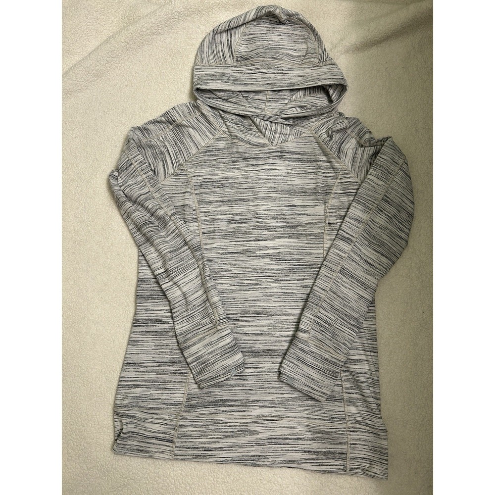 Lululemon Space Dye Pullover Hoodie Grey White Size 12 Thumbholes Pocket